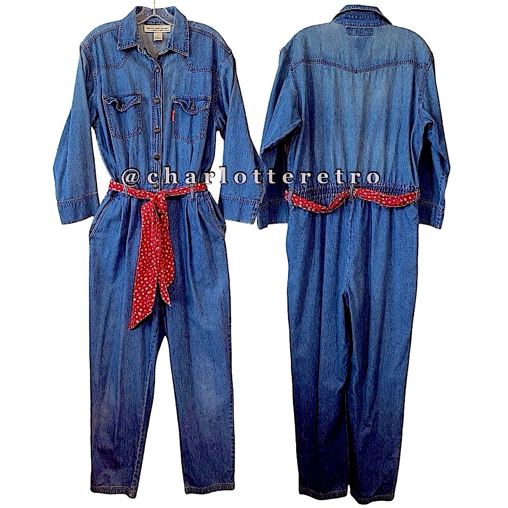 vtg Gloria Vanderbilt Denim Jumpsuit w Pockets